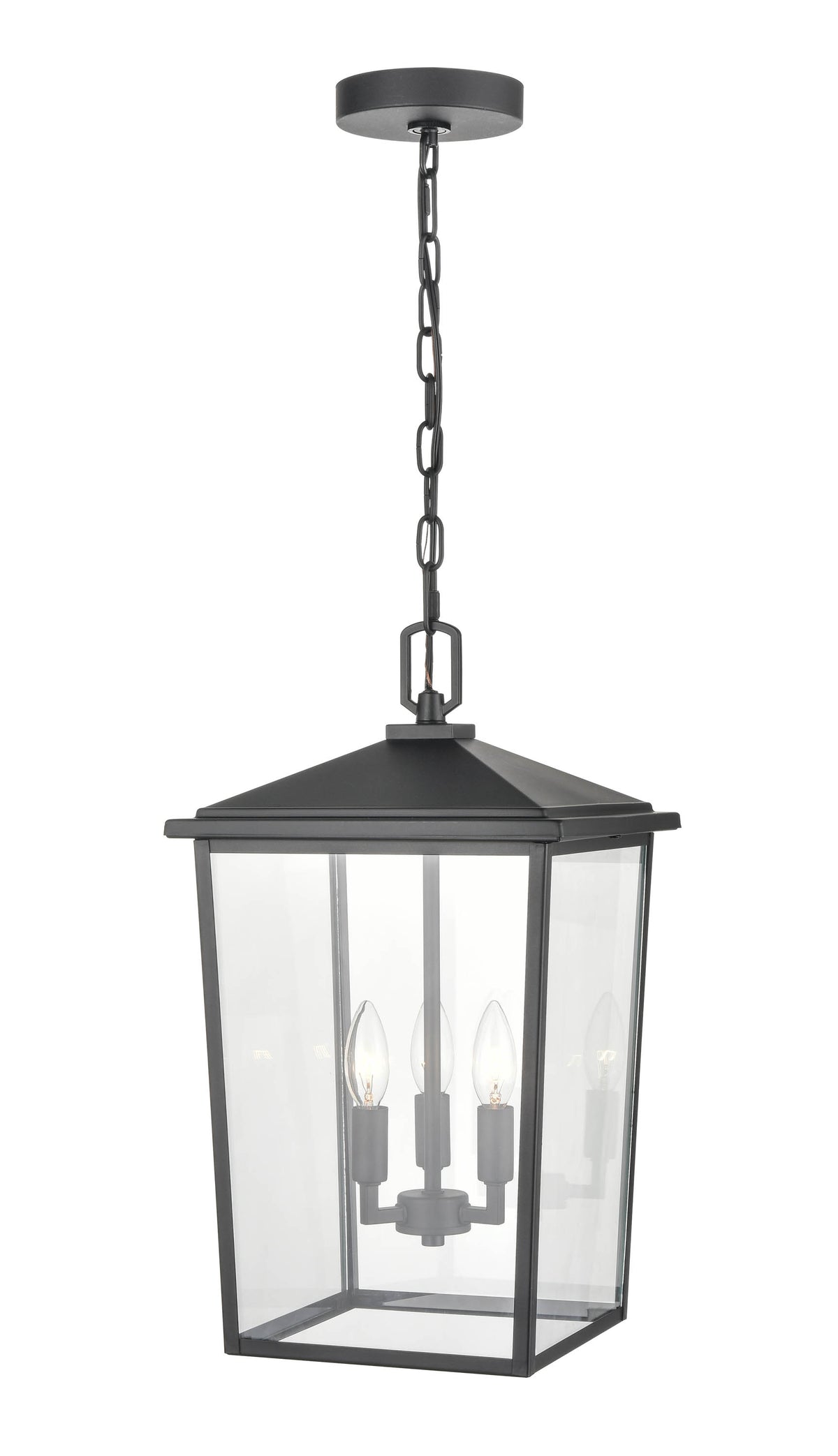 19.75'' Fetterton Powder Coated Black 3 Light Hanging Lantern