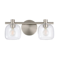 Valentina 15-inch 2-light Brushed Nickel Vanity Light with Clear Glass Shades