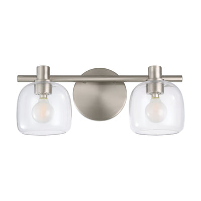 Valentina 15-inch 2-light Brushed Nickel Vanity Light with Clear Glass Shades