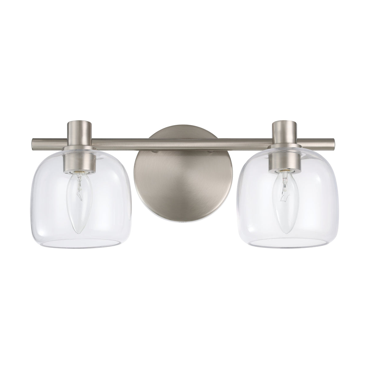 Valentina 15-inch 2-light Brushed Nickel Vanity Light with Clear Glass Shades