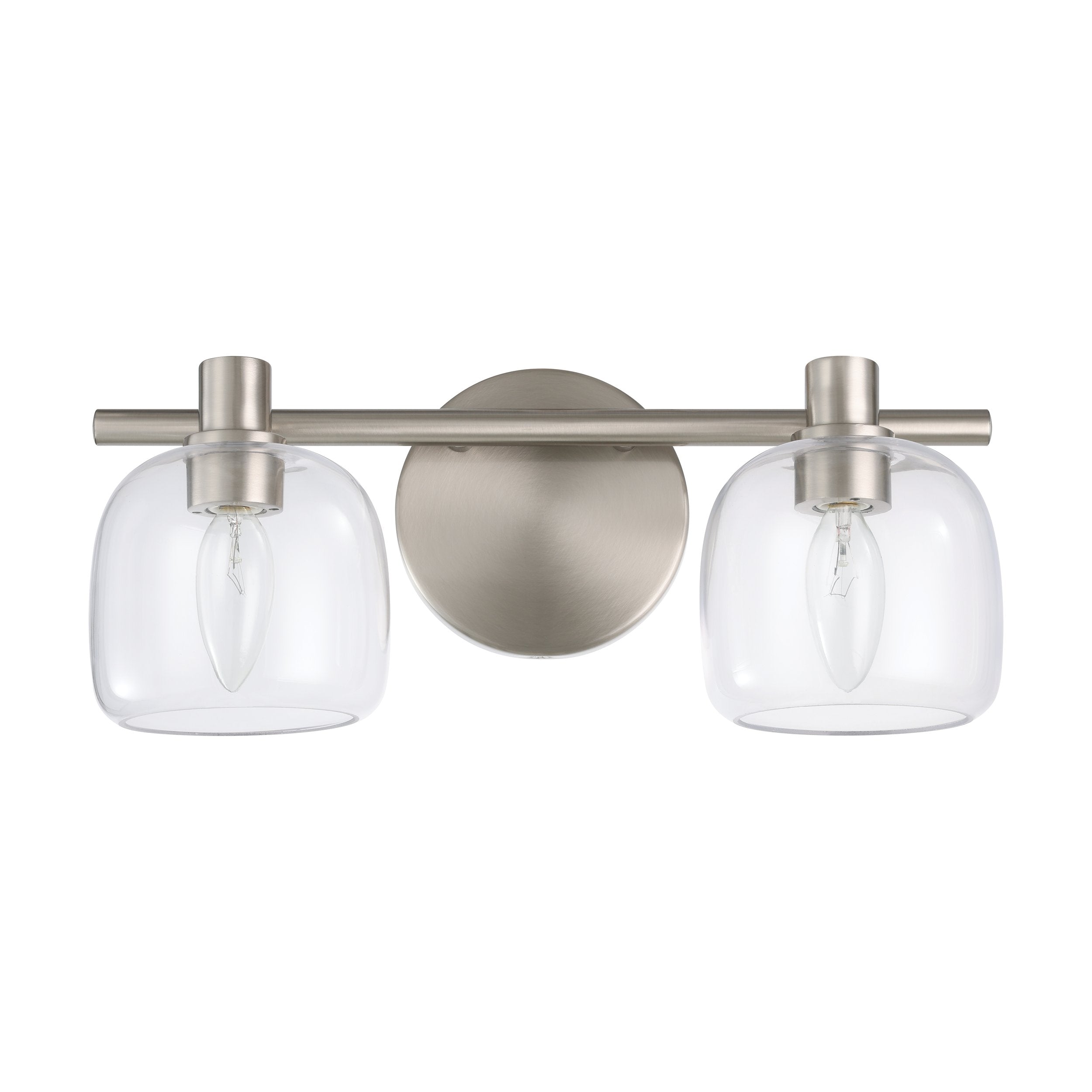 Valentina 15-inch 2-light Brushed Nickel Vanity Light with Clear Glass Shades