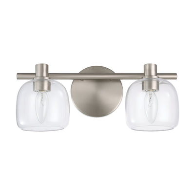 Valentina 15-inch 2-light Brushed Nickel Vanity Light with Clear Glass Shades