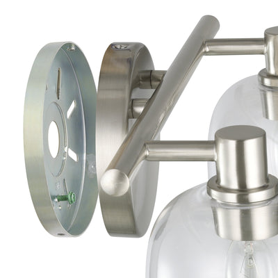 Valentina 15-inch 2-light Brushed Nickel Vanity Light with Clear Glass Shades