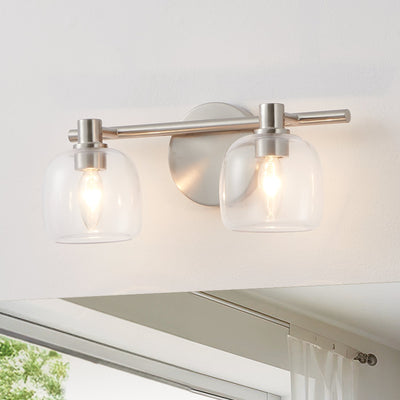 Valentina 15-inch 2-light Brushed Nickel Vanity Light with Clear Glass Shades