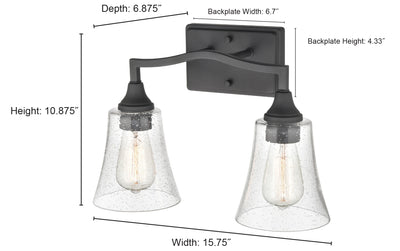 15.75'' Caily Matte Black 2 Light Bath Vanity