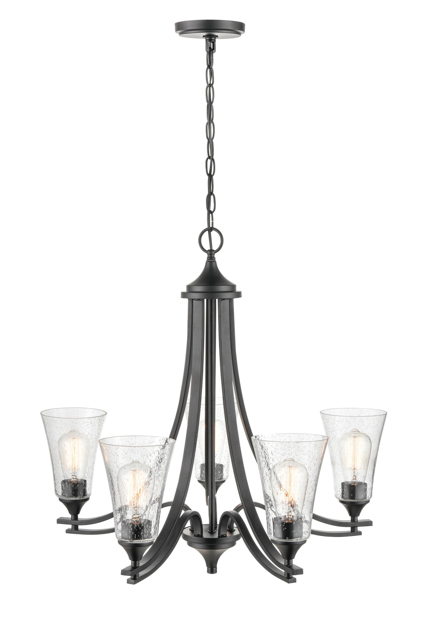 25.5'' Natalie Matte Black 5 Light Chandelier