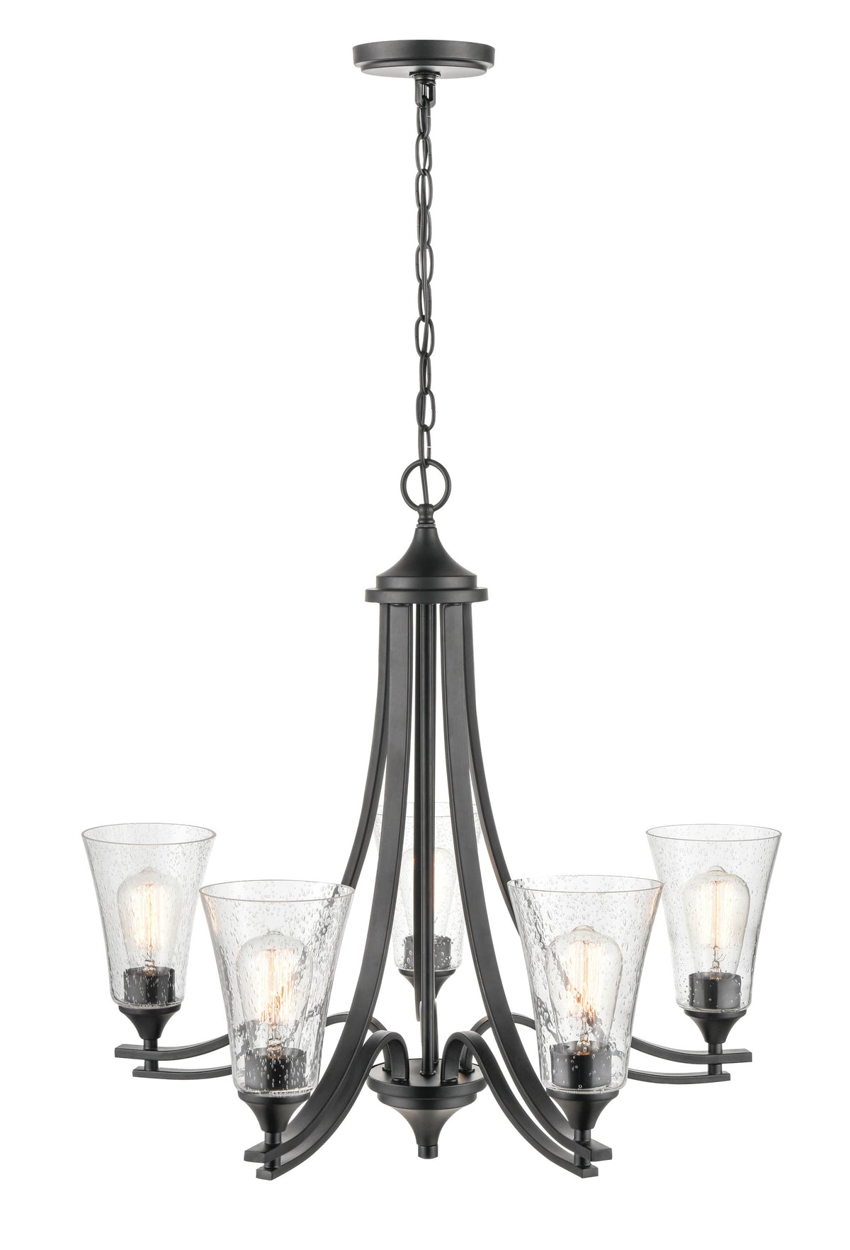 25.5'' Natalie Matte Black 5 Light Chandelier