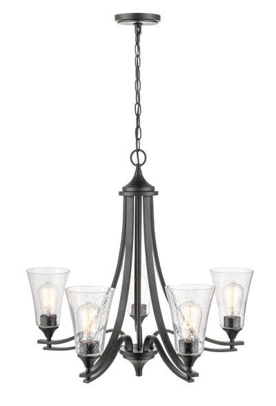 25.5'' Natalie Matte Black 5 Light Chandelier