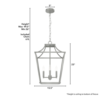 Laurel Ridge 15-inch 4-light Brushed Nickel Lantern Pendant