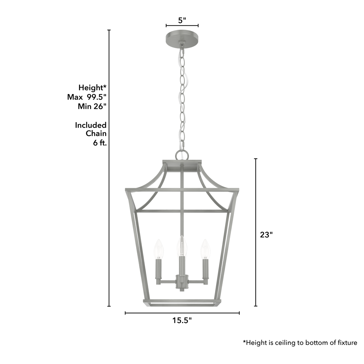 Laurel Ridge 15-inch 4-light Brushed Nickel Lantern Pendant