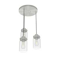 Devon Park 14.5-inch 3-light Brushed Nickel Round Pendant Cluster with Clear Glass