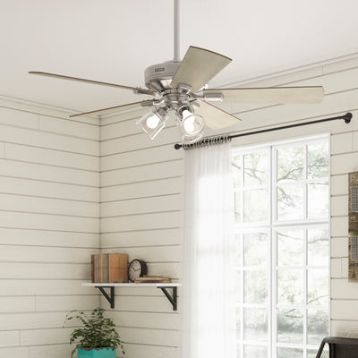 52 inch Crestfield Brushed Nickel Ceiling Fan with LED Light Kit and Handheld Remote