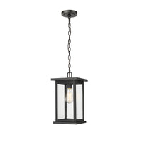 15.63-inch Bowton Powder Coated Black 1-Light Clear Glass Outdoor Hanging Lantern