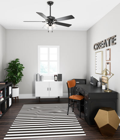 52 inch Swanson Matte Black Ceiling Fan with LED Light Kit
