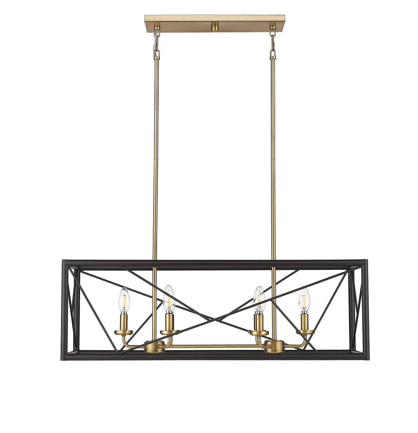 11'' Surrey Matte Black/Vintage Brass 6 Light Linear Chandelier