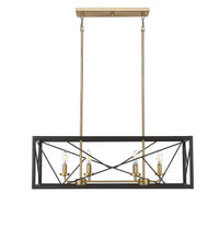 11'' Surrey Matte Black/Vintage Brass 6 Light Linear Chandelier