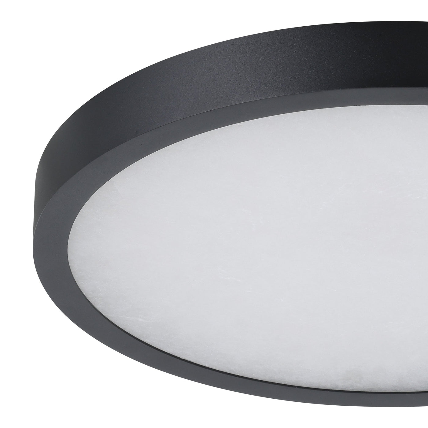 Argyle 16-inch Textured Black and Natural Alabaster 5CCT LED Flush Mount