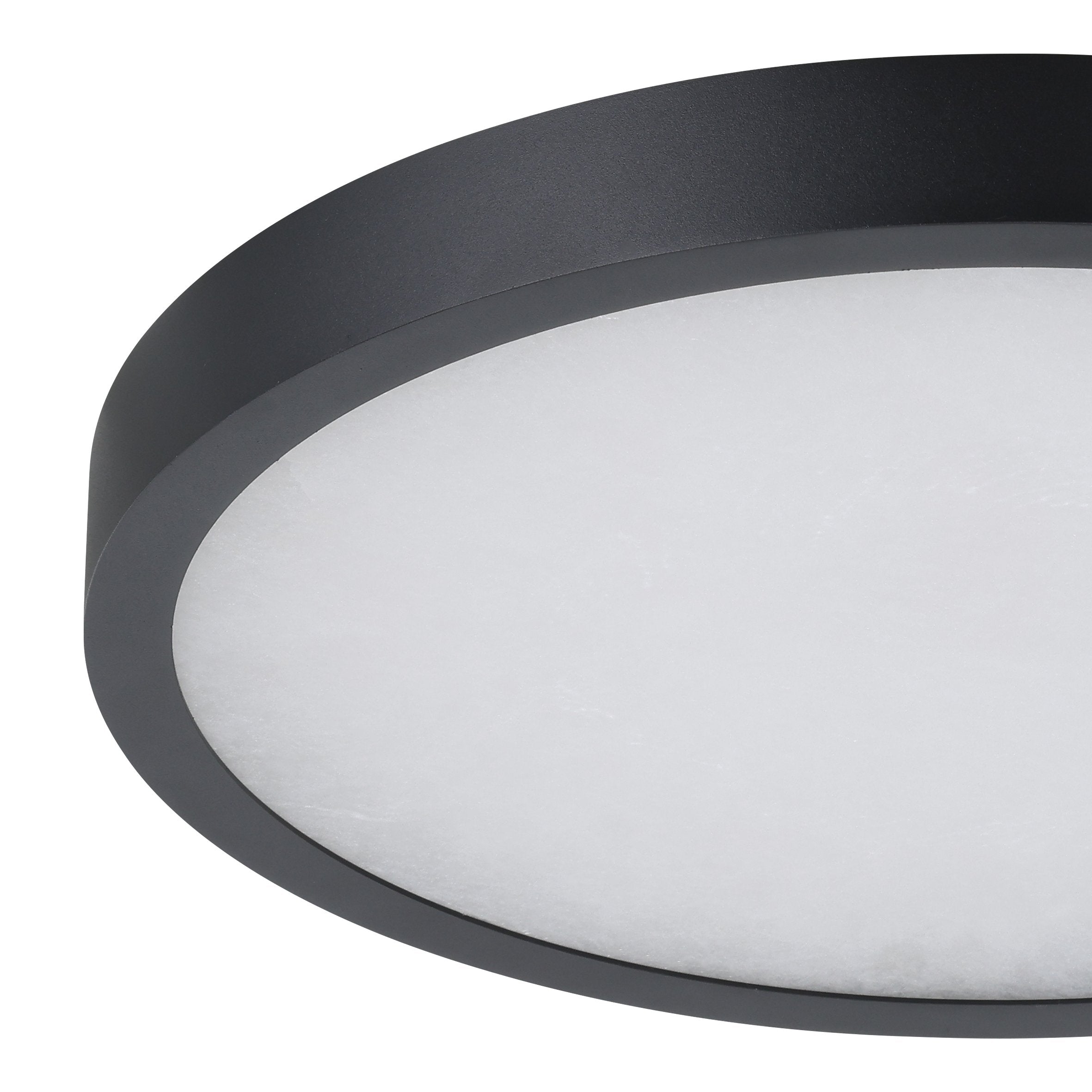 Argyle 16-inch Textured Black and Natural Alabaster 5CCT LED Flush Mount