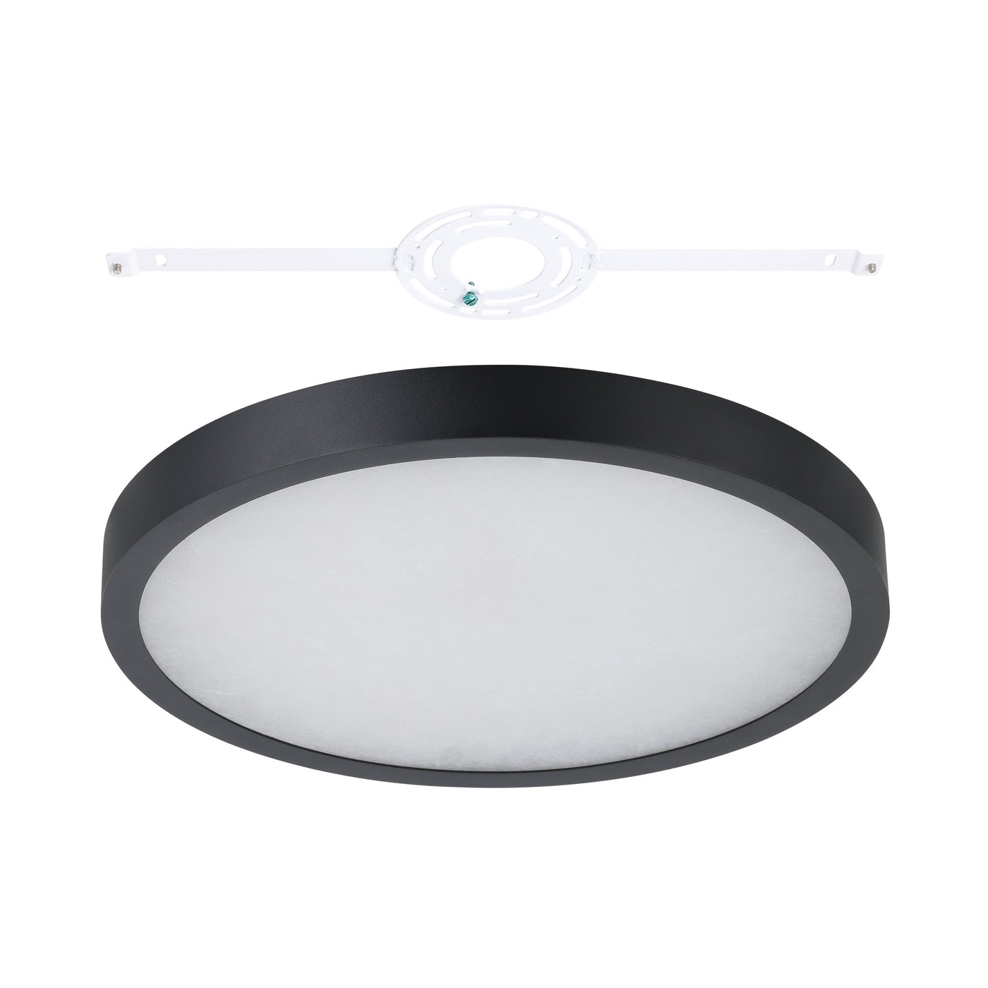 Argyle 16-inch Textured Black and Natural Alabaster 5CCT LED Flush Mount