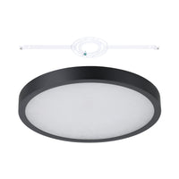 Argyle 16-inch Textured Black and Natural Alabaster 5CCT LED Flush Mount
