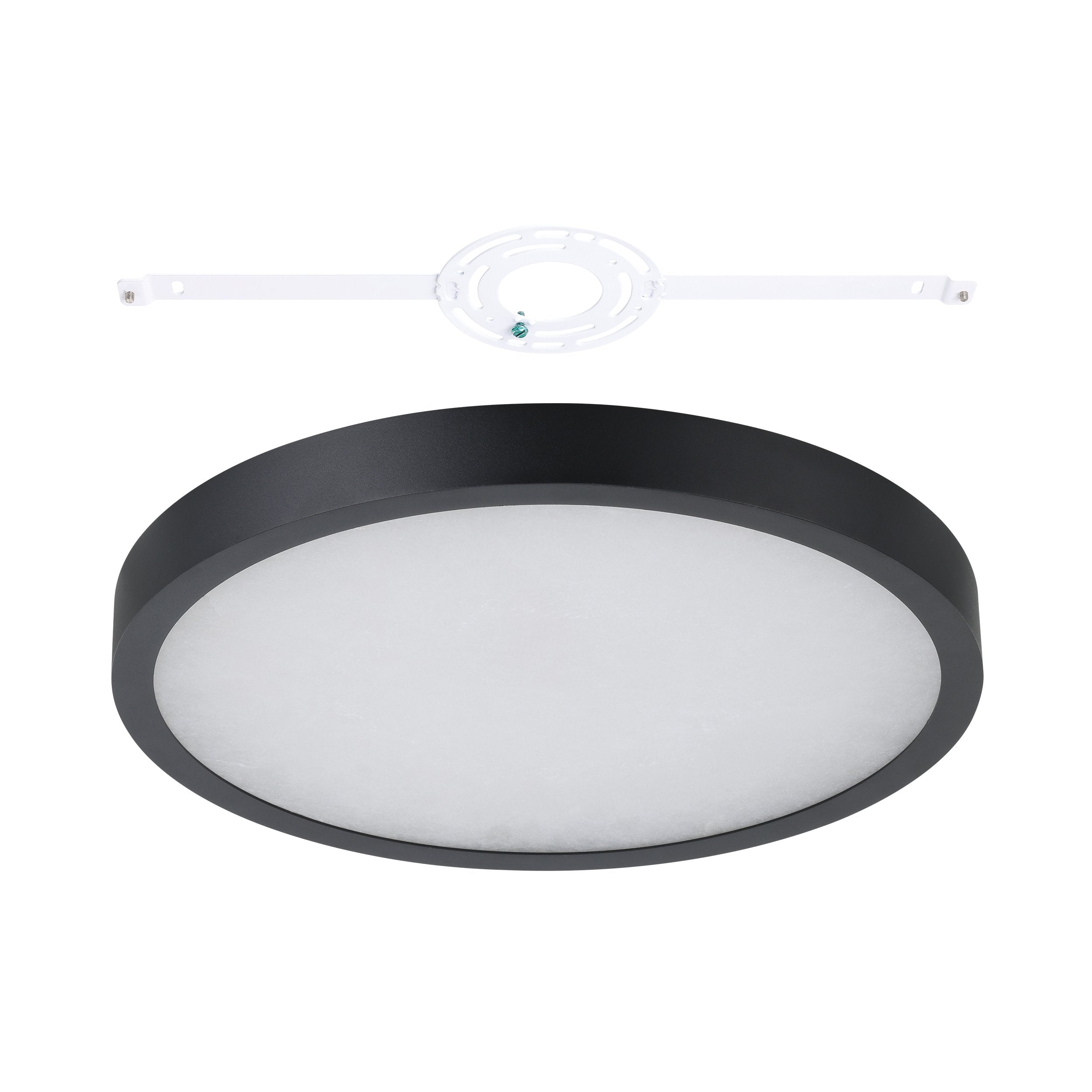 Argyle 16-inch Textured Black and Natural Alabaster 5CCT LED Flush Mount