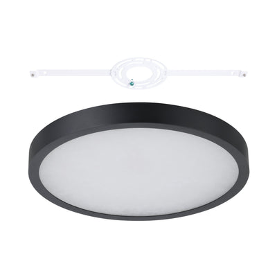 Argyle 16-inch Textured Black and Natural Alabaster 5CCT LED Flush Mount