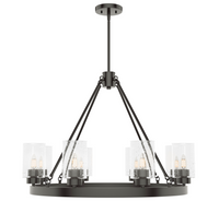 Hartland 32-inch 8-light Noble Bronze Chandelier with Seeded Glass