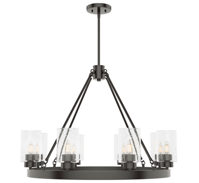 Hartland 32-inch 8-light Noble Bronze Chandelier with Seeded Glass