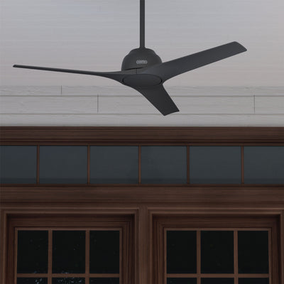 52 inch Gallegos Matte Black Damp Rated Ceiling Fan and Wall Control