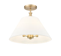 13.25'' Adorra Vintage BrassWhite 3 Light Semi-Flush Mount
