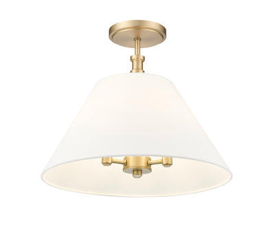 13.25'' Adorra Vintage BrassWhite 3 Light Semi-Flush Mount