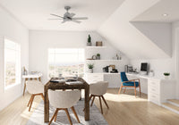 44 inch Kennicott Matte Silver Damp Rated Ceiling Fan and Wall Control