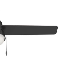 52 inch Aker Matte Black Damp Rated Ceiling Fan with LED Light Kit and Pull Chain