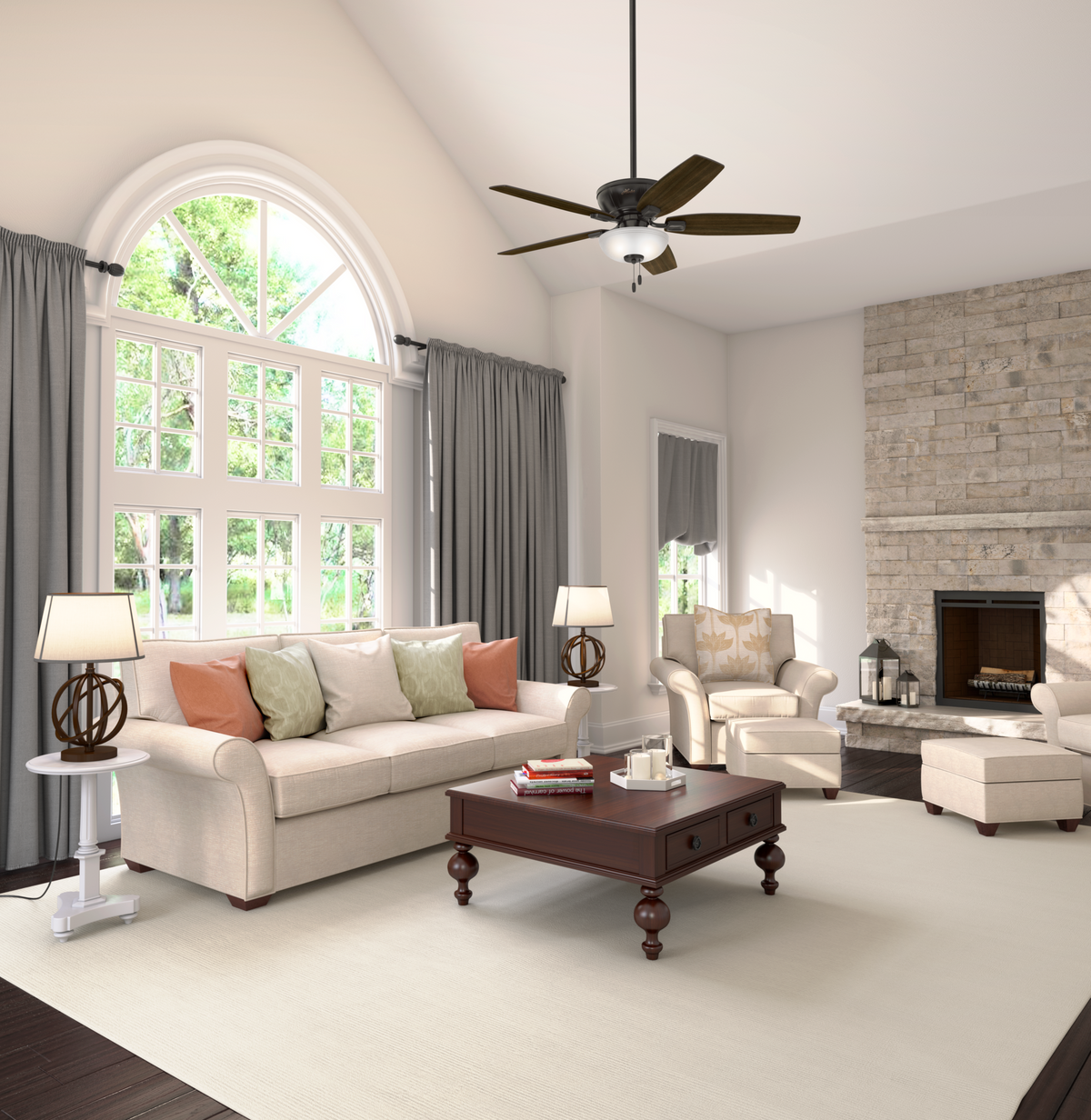 52 inch Kenbridge Noble Bronze Ceiling Fan with LED Light Kit and Pull Chain