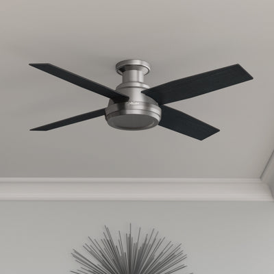 52 inch Dempsey Brushed Nickel Low Profile Ceiling Fan and Handheld Remote