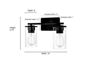 14-inch Verlana Brushed Nickel 2-Light Clear Glass Bathroom Vanity Light