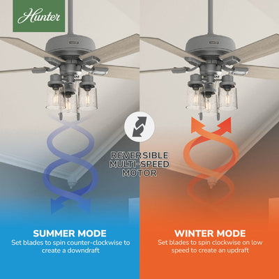 44 inch Hartland Matte Silver Ceiling Fan with LED Light Kit and Pull Chain