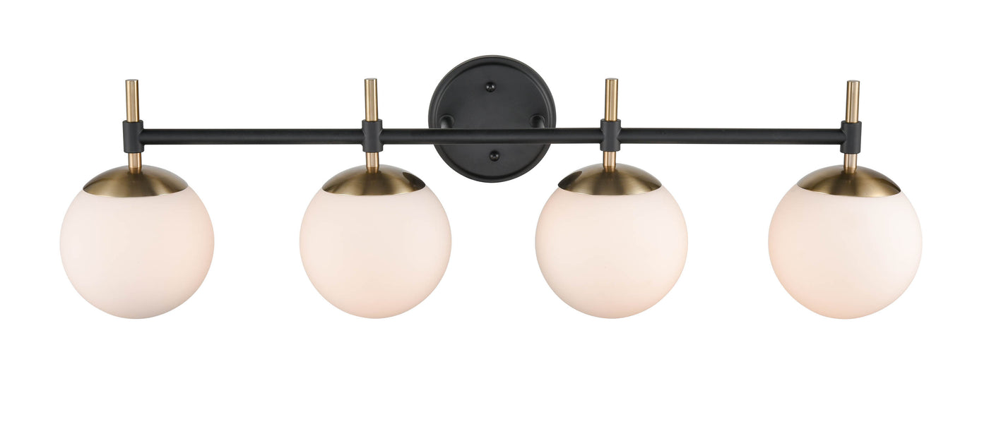 33''  Matte Black/Modern Gold 4 Light Bath Vanity