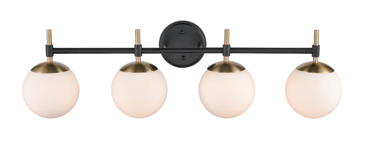 33''  Matte Black/Modern Gold 4 Light Bath Vanity