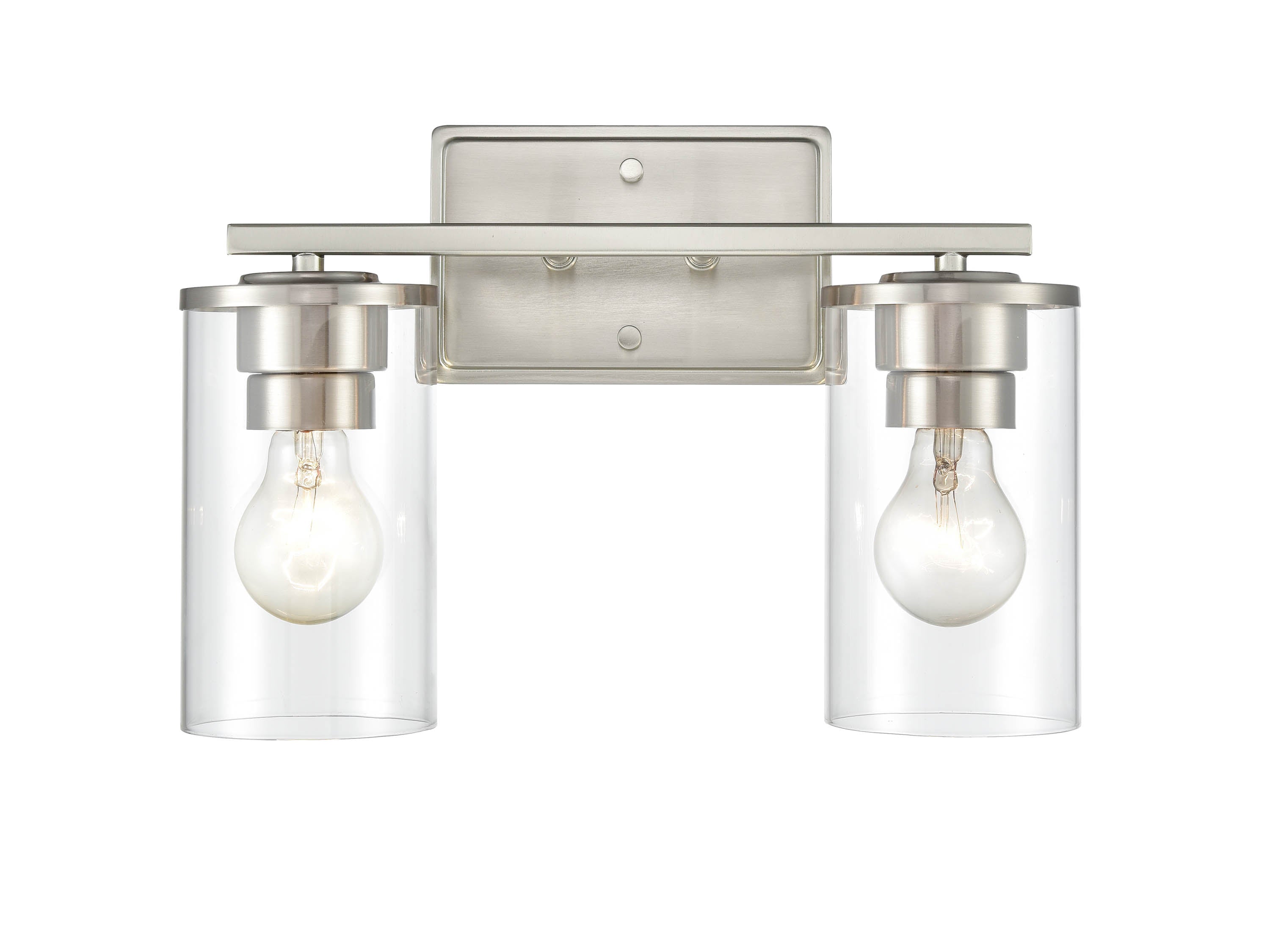 14-inch Verlana Brushed Nickel 2-Light Clear Glass Bathroom Vanity Light