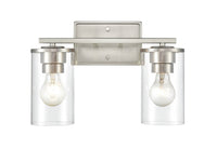 14-inch Verlana Brushed Nickel 2-Light Clear Glass Bathroom Vanity Light