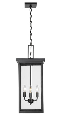 27-inch Barkeley Powder Coated Black 4-Light Outdoor Hanging Lantern with Clear Glass