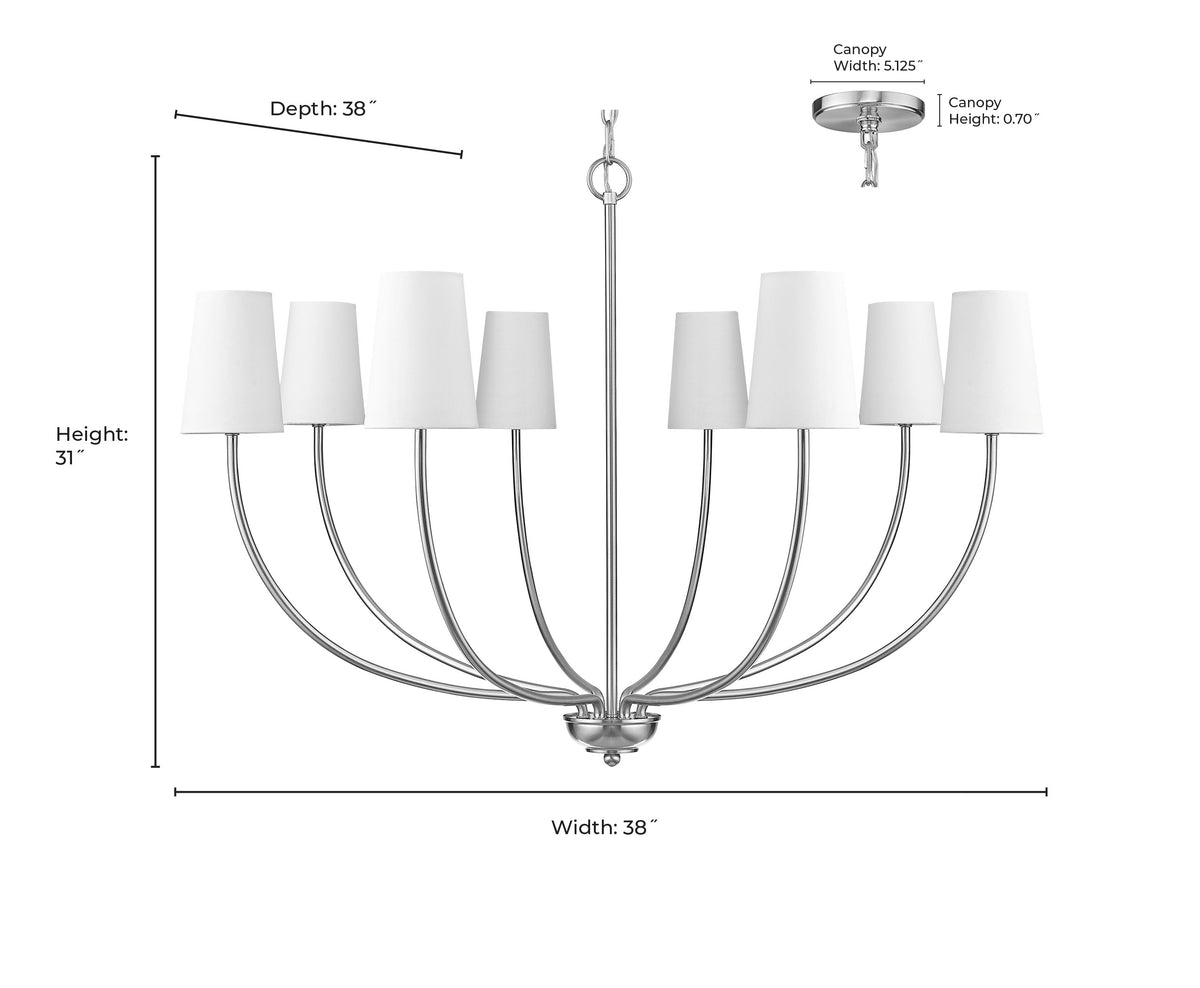 31'' Kandor Vintage Brass 8 Light Chandelier