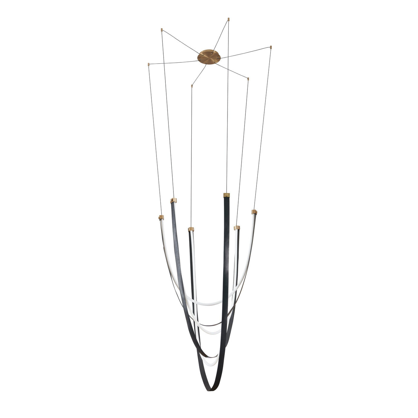 Ayers 59-inch 3-light Champagne Gold with Black and Brown Faux Leather 5CCT LED Chandelier