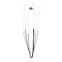 Ayers 59-inch 3-light Champagne Gold with Black and Brown Faux Leather 5CCT LED Chandelier