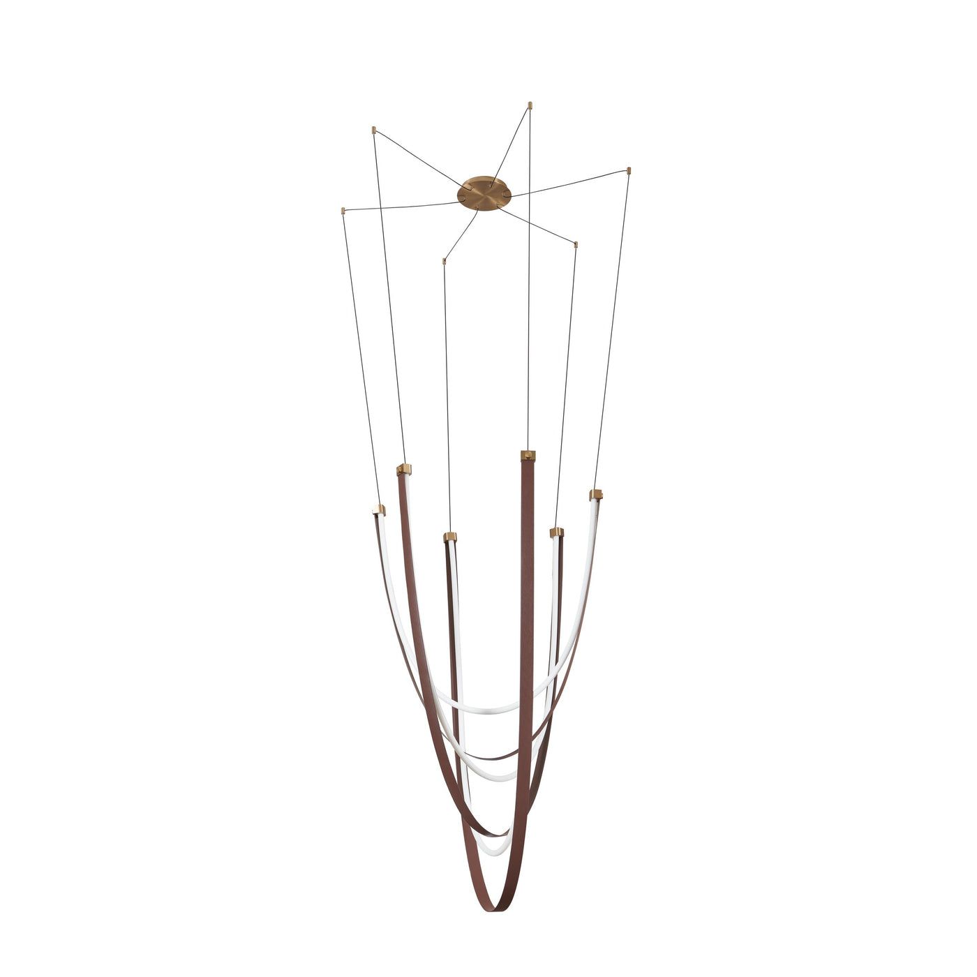 Ayers 59-inch 3-light Champagne Gold with Black and Brown Faux Leather 5CCT LED Chandelier