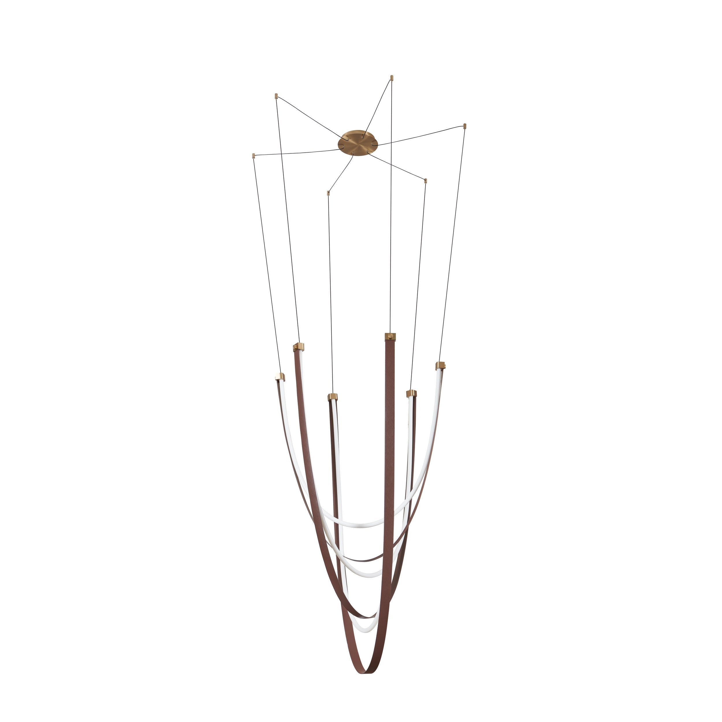 Ayers 59-inch 3-light Champagne Gold with Black and Brown Faux Leather 5CCT LED Chandelier