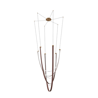 Ayers 59-inch 3-light Champagne Gold with Black and Brown Faux Leather 5CCT LED Chandelier