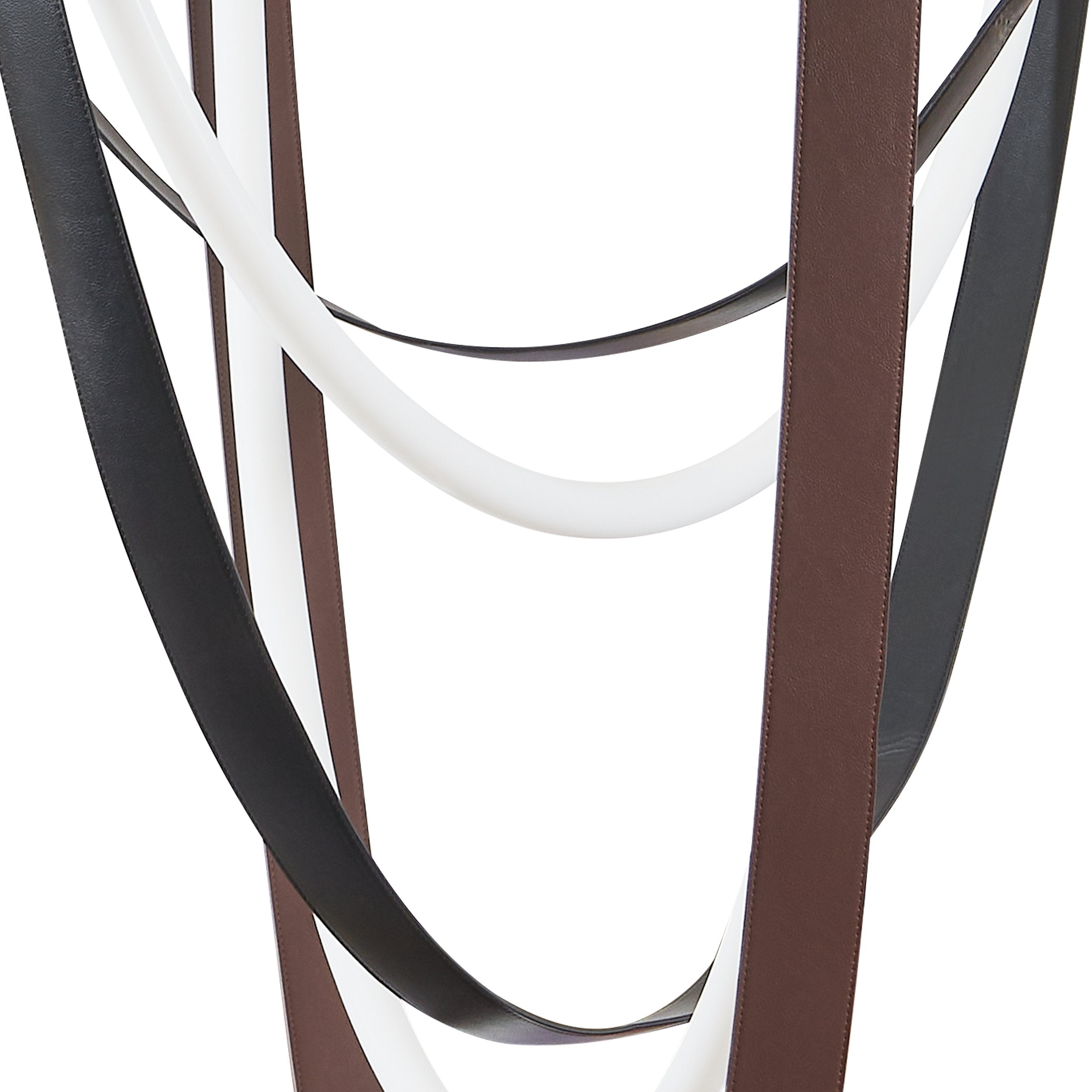 Ayers 59-inch 3-light Champagne Gold with Black and Brown Faux Leather 5CCT LED Chandelier