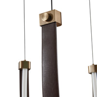 Ayers 59-inch 3-light Champagne Gold with Black and Brown Faux Leather 5CCT LED Chandelier